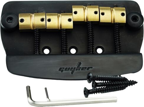 Guyker Bass Bridge, 4 String Fixed Bass Bridge with Solid Brass Saddle & Iron Plate Replacement Part (GB1023, Chrome) in Saudi Arabia