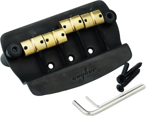 Guyker Bass Bridge, 4 String Fixed Bass Bridge with Solid Brass Saddle & Iron Plate Replacement Part (GB1023, Chrome) in Saudi Arabia