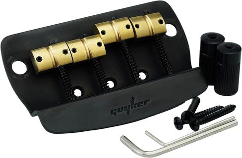 Guyker Bass Bridge, 4 String Fixed Bass Bridge with Solid Brass Saddle & Iron Plate Replacement Part (GB1023, Chrome) in Saudi Arabia