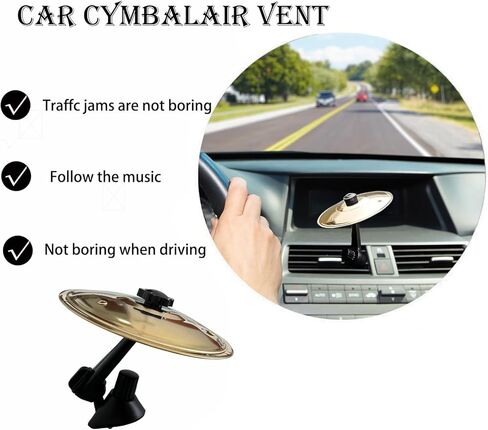 قطعتان من صنج السيارة الذهبية الصغيرة - صنج من الفولاذ المقاوم للصدأ مثبت بفتحات الهواء - ملحق موسيقي ممتع لقارعي الطبول ومحبي الموسيقى - سهل التركيب، لا يتطلب أدوات (ذهبي) in Kuwait