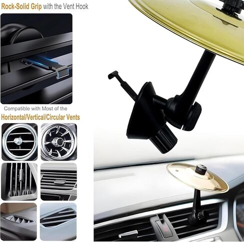 قطعتان من صنج السيارة الذهبية الصغيرة - صنج من الفولاذ المقاوم للصدأ مثبت بفتحات الهواء - ملحق موسيقي ممتع لقارعي الطبول ومحبي الموسيقى - سهل التركيب، لا يتطلب أدوات (ذهبي) in Kuwait