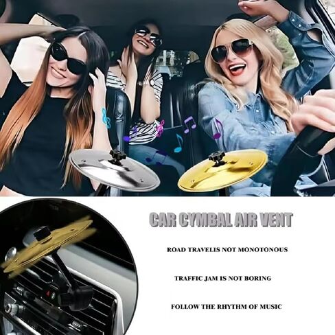 Car Cymbal Air Vent,Car Symbol Drum Air Vent,Mini Drum Crash Cymbal For Car Vent (Gold) in Saudi Arabia
