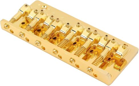Walfront Electric Bass Bridge Replacement 6 String Bass Bridge Metal Fixed Top Load Tailpiece Hardtail Saddle (Black) in Saudi Arabia