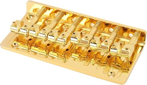 Walfront Electric Bass Bridge Replacement 6 String Bass Bridge Metal Fixed Top Load Tailpiece Hardtail Saddle (Black) in Saudi Arabia