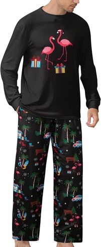 RAISEVERN Mens Christmas Pajamas Set Ugly Pjs Pants and Long Sleeve Shirts Xmas Sleepwear with Pockets in Saudi Arabia