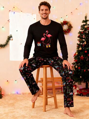 RAISEVERN Mens Christmas Pajamas Set Ugly Pjs Pants and Long Sleeve Shirts Xmas Sleepwear with Pockets in Saudi Arabia