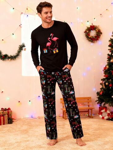 RAISEVERN Mens Christmas Pajamas Set Ugly Pjs Pants and Long Sleeve Shirts Xmas Sleepwear with Pockets in Saudi Arabia