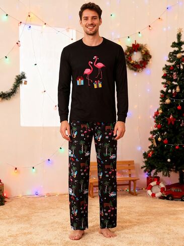 RAISEVERN Mens Christmas Pajamas Set Ugly Pjs Pants and Long Sleeve Shirts Xmas Sleepwear with Pockets in Saudi Arabia