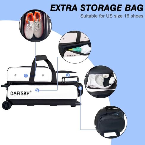 3 أكياس كرات بولينج بعجلات، وحقيبة كرات بولينج 3 بكرات كروية مع جيوب متعددة ومقبض قابل للسحب in Kuwait