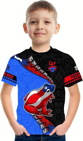 DFZ Boys Puerto Rican Shirt 3D Print Summer Top Thirt Graphic Puerto Rican Jersey for Children Top Allovolor in Kuwait