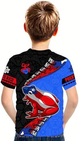 DFZ Boys Puerto Rican Shirt 3D Print Summer Top Thirt Graphic Puerto Rican Jersey for Children Top Allovolor in Kuwait