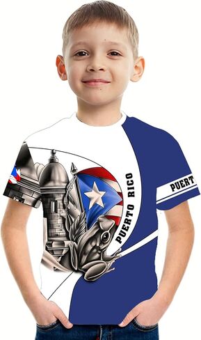 DFZ Boys Puerto Rican Shirt 3D Print Summer Top Thirt Graphic Puerto Rican Jersey for Children Top Allovolor in Kuwait