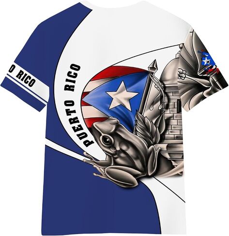 DFZ Boys Puerto Rican Shirt 3D Print Summer Top Thirt Graphic Puerto Rican Jersey for Children Top Allovolor in Kuwait