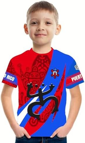 DFZ Boys Puerto Rican Shirt 3D Print Summer Top Thirt Graphic Puerto Rican Jersey for Children Top Allovolor in Kuwait