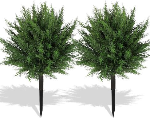 2pcs Fall Faux Shrub for Outdoor,23" UV Resistant Mum Flowers Topiary Balls with Ground Spike,Fall Fake Bushes Tree for Porch Garden Pathway Autumn Decor,Orange in Kuwait