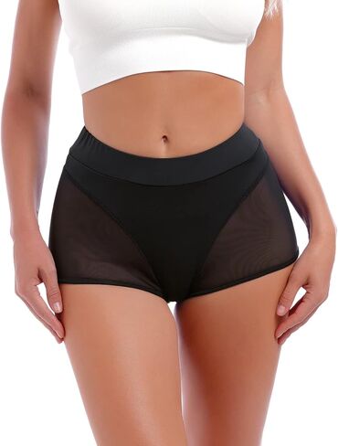 ODASDO Women's Pole Dance Outfit Rave Shorts See Through Mesh Panties High Waisted Booty Bottoms Hot Pants in Saudi Arabia