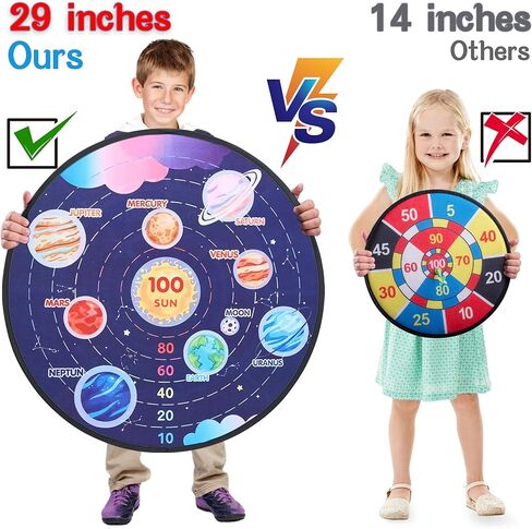 لوح رمي السهام كبير مقاس 29 بوصة للأطفال، مع 24 كرة لاصقة + 12 سهمًا لاصقًا، ألعاب لعب ممتعة للحفلات الداخلية/الرياضية الخارجية، عيد ميلاد لـ 3 4 5 6 7 8 9 10 11 12 عامًا للأولاد والبنات in Kuwait