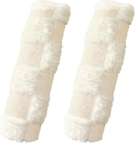 2PCS Black and White Checkered Fuzzy Soft Auto Rubber Seat Belt Cover Seatbelt Shoulder Pad for A More Comfortable Driving, Suitable for Car Interior Accessorie in Kuwait