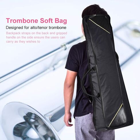 3 Colors Portable Alto/Tenor Trombone Shoulders Bag Handbag Musical Instrument Accessories (Black) in Saudi Arabia