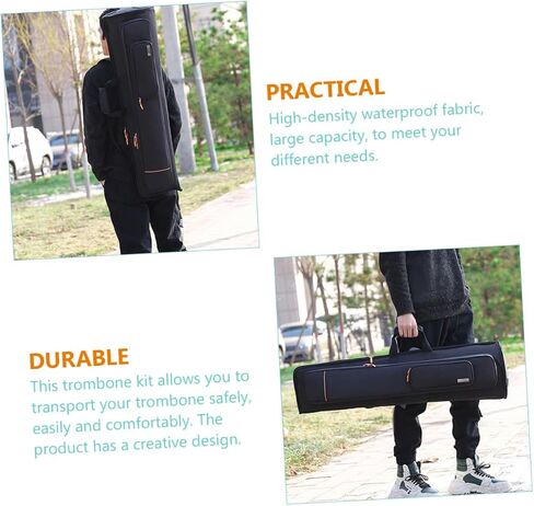 BESTonZON Durable Oxford Fabric Trombone Bag Double Shoulder Straps Lightweight Instrument Carrying Case for Trombone Music Accessory Backpack in Saudi Arabia