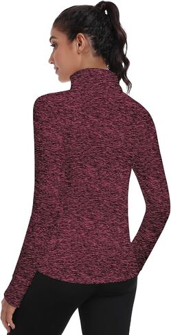 WOWENY Women's Fleece Sweatshirts Zip Mock Neck Long Sleeve Sweatshirt Ski Hiking Pullover Thermal Jacket with Thumb Hole in Saudi Arabia