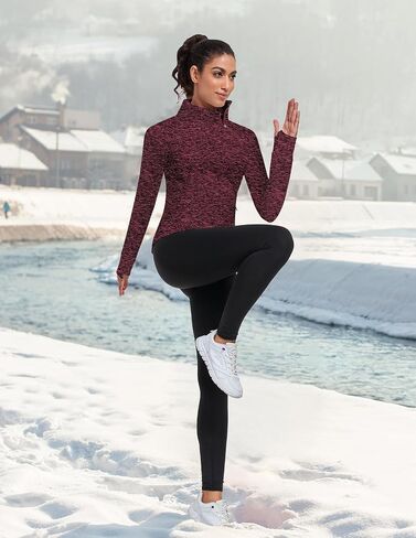 WOWENY Women's Fleece Sweatshirts Zip Mock Neck Long Sleeve Sweatshirt Ski Hiking Pullover Thermal Jacket with Thumb Hole in Saudi Arabia
