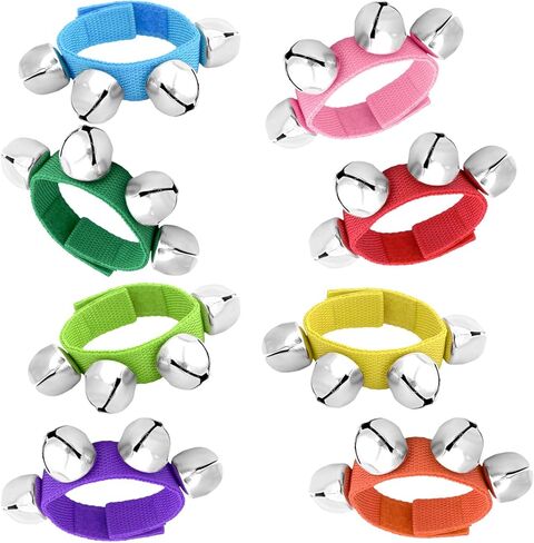NACHLYNN 8 Pcs Christmas Wrist Bells Bracelet Sleigh Jingle Bells Suitable for Party Musical Instrument Birthday Favors (Assorted Colors) in Saudi Arabia