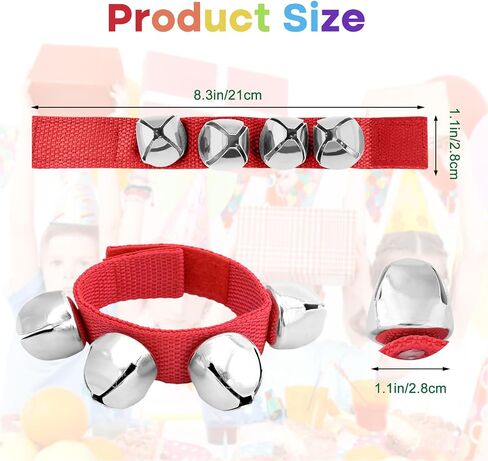 NACHLYNN 8 Pcs Christmas Wrist Bells Bracelet Sleigh Jingle Bells Suitable for Party Musical Instrument Birthday Favors (Assorted Colors) in Saudi Arabia