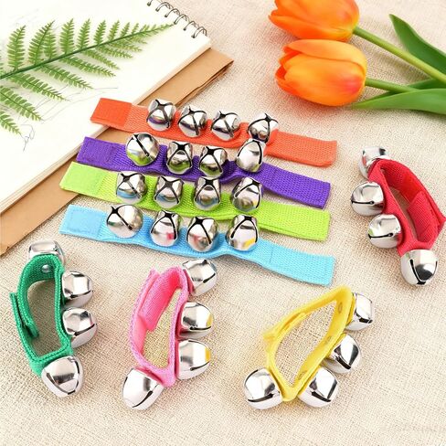 NACHLYNN 8 Pcs Christmas Wrist Bells Bracelet Sleigh Jingle Bells Suitable for Party Musical Instrument Birthday Favors (Assorted Colors) in Saudi Arabia