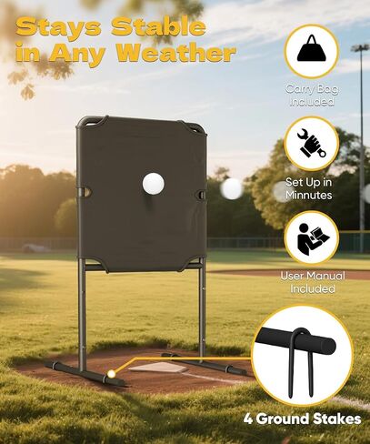 Baseball Strike Zone Target for Plastic Balls, Portable Pitching Target Stand with Base, Stable Metal Frame & Premium Fabric, Perfect for Outdoor Pitching & Hitting Training Game in Saudi Arabia