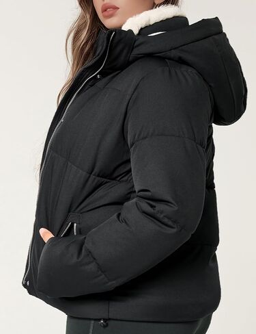 Yimoon Women's Sherpa Lined Fleece Puffer Jacket Long Sleeve Hooded Quilted Jacket Winter Warm Outwear in Saudi Arabia