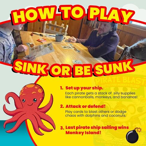 Pirate Blast! Battle for Monkey Island – Adventure Pirate & Games for Family Game Night Fun, Multiplayer Competitive Strategy Game with 2-4 Players, Fast-Paced 5-10 Minute Gameplay in Saudi Arabia