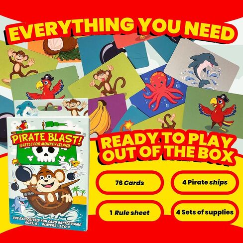 Pirate Blast! Battle for Monkey Island – Adventure Pirate & Games for Family Game Night Fun, Multiplayer Competitive Strategy Game with 2-4 Players, Fast-Paced 5-10 Minute Gameplay in Saudi Arabia
