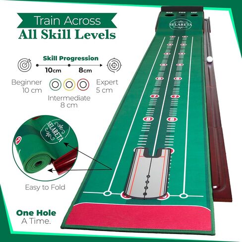 Indoor Putting Green- 10 ft. 3 Holes Professional Golf Mat with Auto Ball Return, Non-Slip Base,Mirror and 4 Slopes. for Home, Office, or Backyard – Golf Gift Training Aid for Beginners and Adults in Saudi Arabia