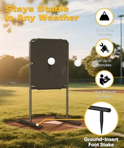 Baseball Strike Zone Target for Plastic Balls, Portable Pitching Target Stand with Base, Stable Metal Frame & Premium Fabric, Perfect for Outdoor Pitching & Hitting Training Game in Saudi Arabia