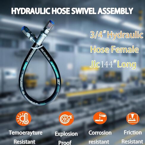 Haichy 26711-06-06-36 Hydraulic Hose Swivel Assembly 3/8" Hydraulic Hose with Male JIC X Male JIC, 36" Long, 4785 PSI in Saudi Arabia