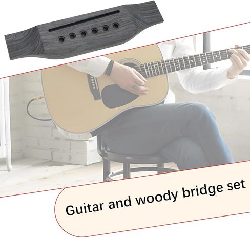 ECSiNG Set of 10pcs Acoustic Guitar Bridge Set 6 String Guitar Bridge Guitar Pin Nut Bridge Pins with Guitar Bridge Saddle Nut Accessories Replacement in Saudi Arabia