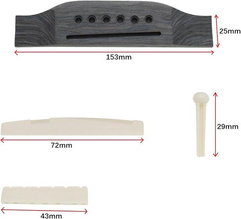 ECSiNG Set of 10pcs Acoustic Guitar Bridge Set 6 String Guitar Bridge Guitar Pin Nut Bridge Pins with Guitar Bridge Saddle Nut Accessories Replacement in Saudi Arabia