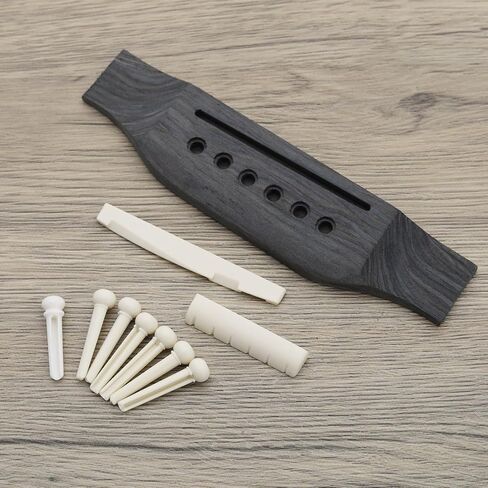 ECSiNG Set of 10pcs Acoustic Guitar Bridge Set 6 String Guitar Bridge Guitar Pin Nut Bridge Pins with Guitar Bridge Saddle Nut Accessories Replacement in Saudi Arabia