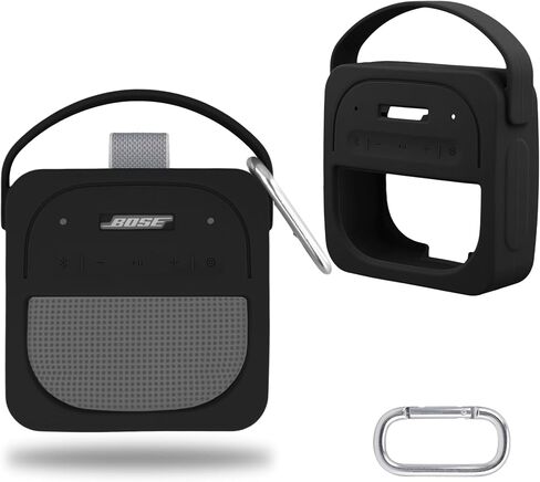 for Bose New SoundLink Micro 2nd Gen Portable Bluetooth Speaker Silicone Protective Case, Portable Travel Case with Carabiner (Black) - co2CREA in Saudi Arabia