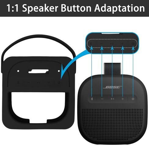 for Bose New SoundLink Micro 2nd Gen Portable Bluetooth Speaker Silicone Protective Case, Portable Travel Case with Carabiner (Black) - co2CREA in Saudi Arabia