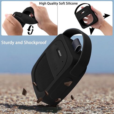 for Bose New SoundLink Micro 2nd Gen Portable Bluetooth Speaker Silicone Protective Case, Portable Travel Case with Carabiner (Black) - co2CREA in Saudi Arabia