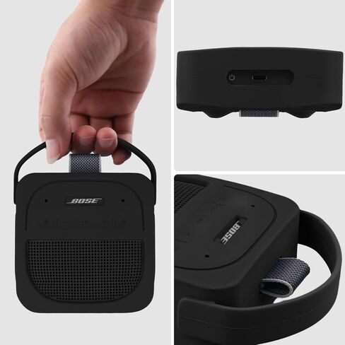 for Bose New SoundLink Micro 2nd Gen Portable Bluetooth Speaker Silicone Protective Case, Portable Travel Case with Carabiner (Black) - co2CREA in Saudi Arabia