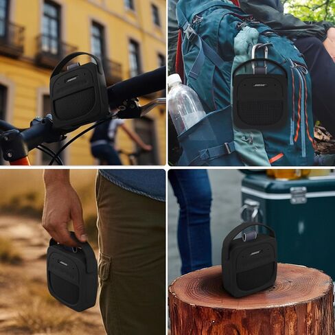 for Bose New SoundLink Micro 2nd Gen Portable Bluetooth Speaker Silicone Protective Case, Portable Travel Case with Carabiner (Black) - co2CREA in Saudi Arabia