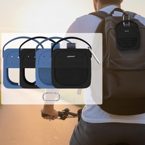 for Bose New SoundLink Micro 2nd Gen Portable Bluetooth Speaker Silicone Protective Case, Portable Travel Case with Carabiner (Black) - co2CREA in Saudi Arabia