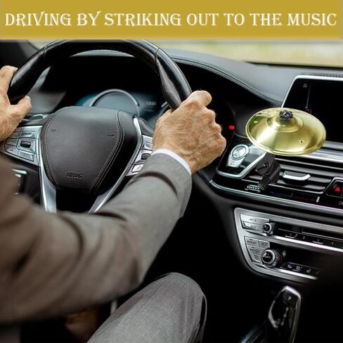 Car Cymbal Air Vent Clips, 2 Pack 5.5" Golden Mini Crash Cymbals for Road Trip Fun, Hands-Free Cars Symbol Drum, Quirky Gift for Music Lovers & Drummers in Saudi Arabia
