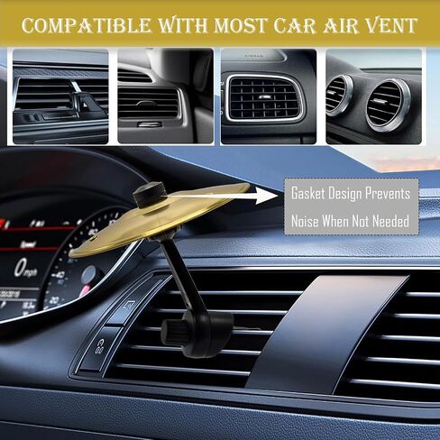 Car Cymbal Air Vent Clips, 2 Pack 5.5" Golden Mini Crash Cymbals for Road Trip Fun, Hands-Free Cars Symbol Drum, Quirky Gift for Music Lovers & Drummers in Saudi Arabia