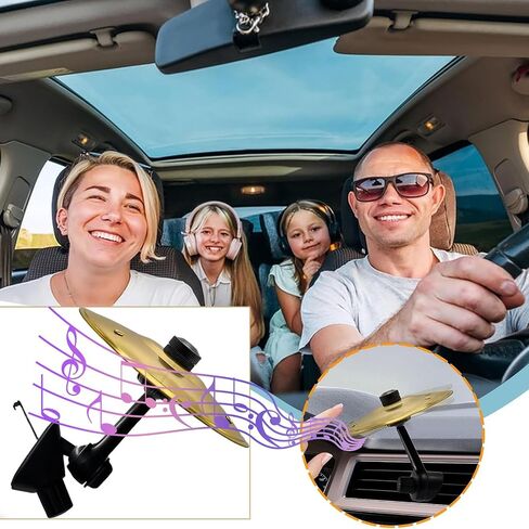 Car Cymbal Air Vent Clips, 2 Pack 5.5" Golden Mini Crash Cymbals for Road Trip Fun, Hands-Free Cars Symbol Drum, Quirky Gift for Music Lovers & Drummers in Saudi Arabia
