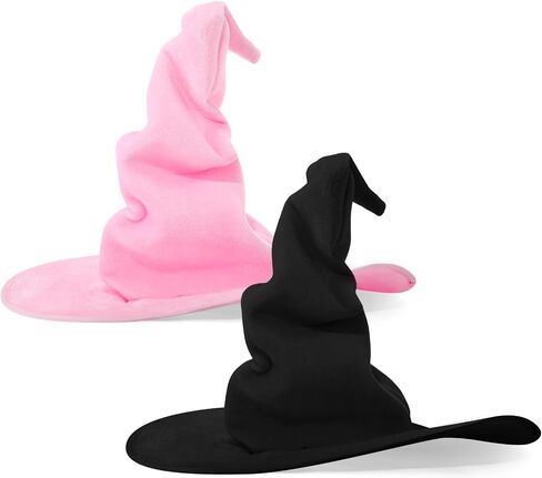 JenPen 2 Pcs Halloween Witch Hat for Women Large Velvet Ruched Wizard Magician Hat Masquerade Party Cosplay Costume Accessory in Saudi Arabia