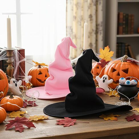 JenPen 2 Pcs Halloween Witch Hat for Women Large Velvet Ruched Wizard Magician Hat Masquerade Party Cosplay Costume Accessory in Saudi Arabia